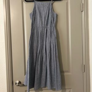 cremieux blue and white gingham dress- lightweight with pockets! Midi length!